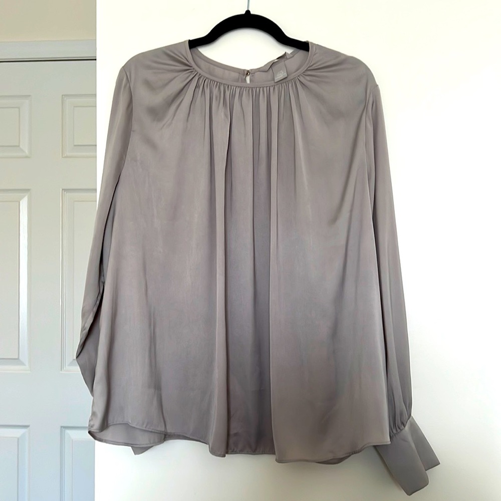 H&M - Dark Khaki Green Satin Blouse